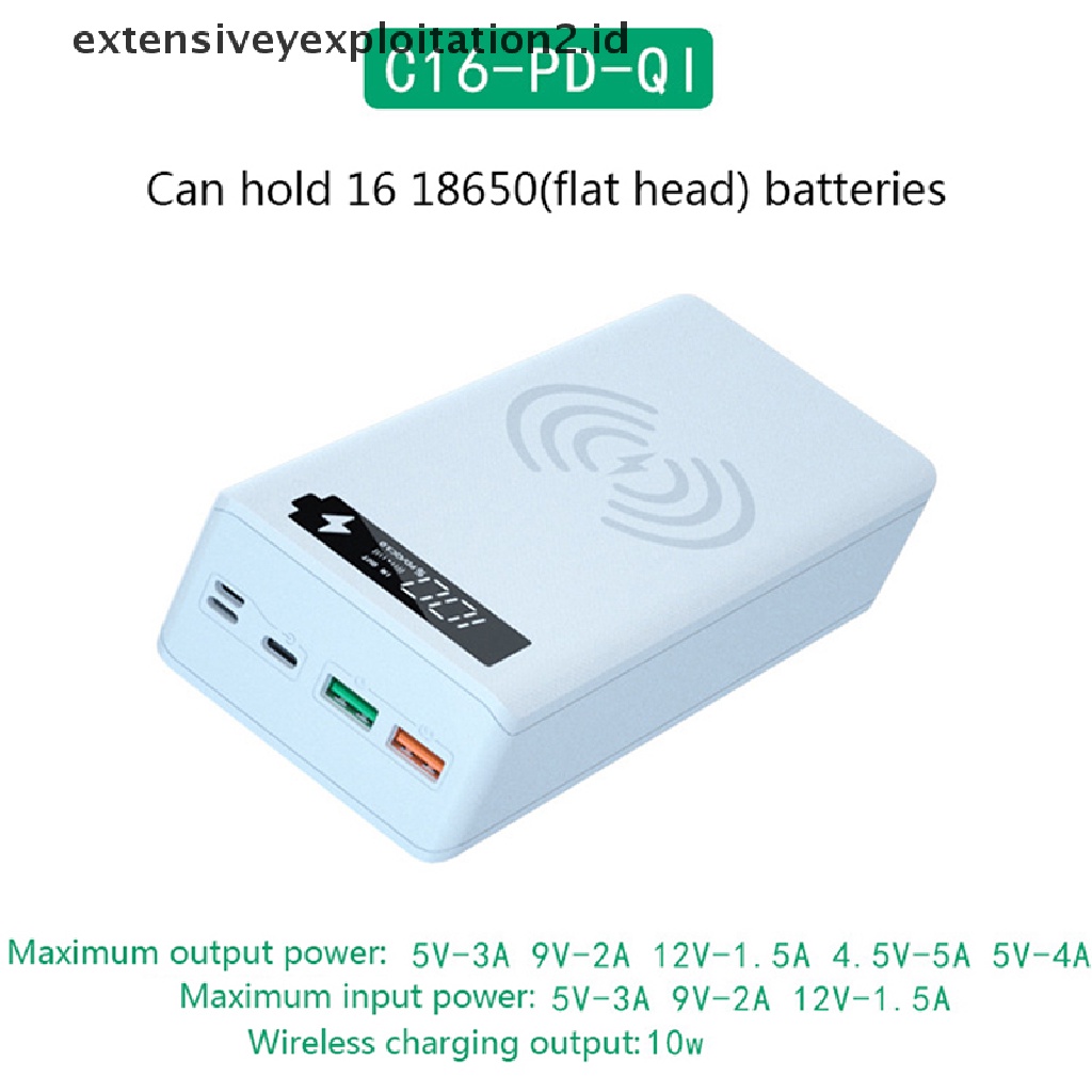 Id Casing Power Bank USB 16x18650 Fast Charging Tanpa Solder