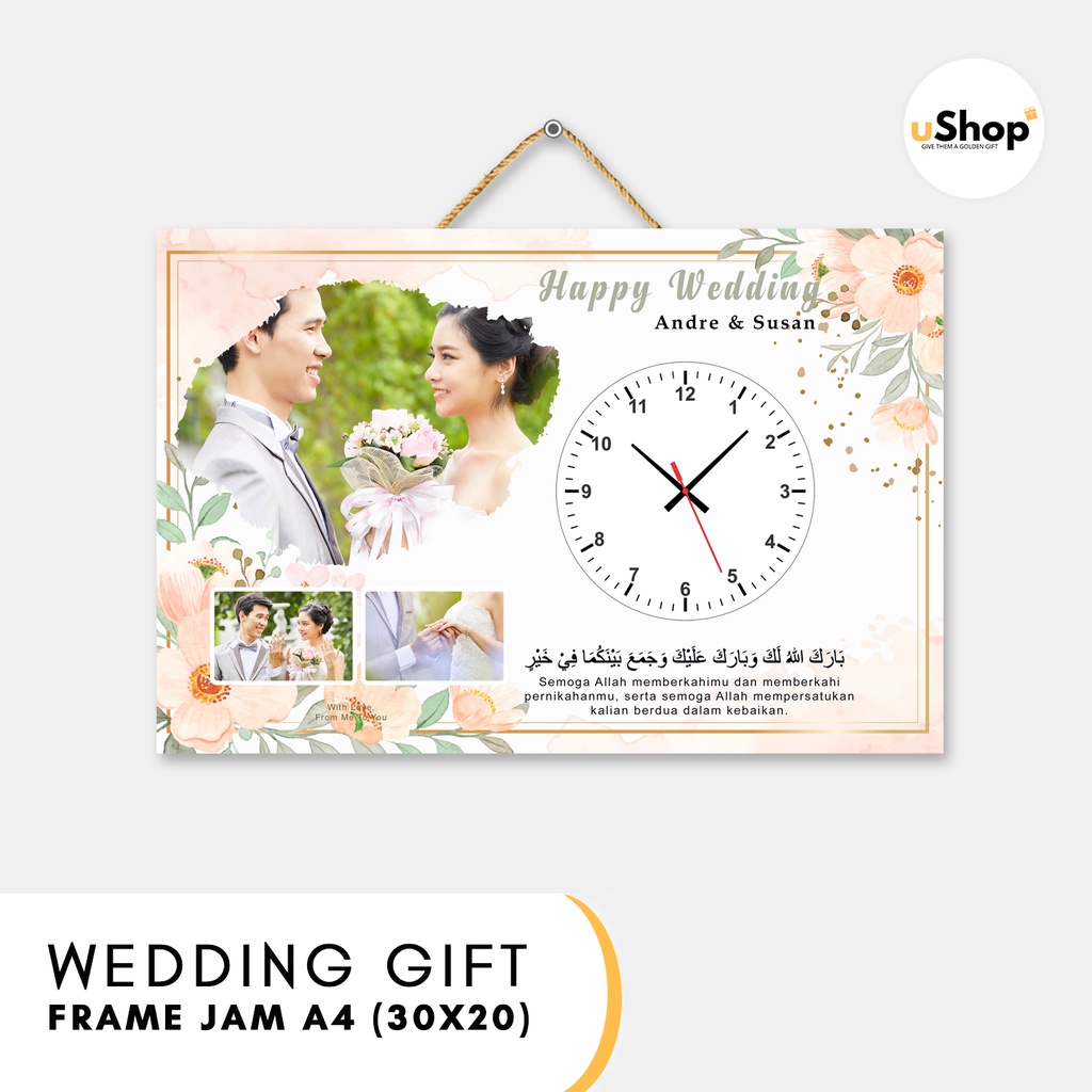 Wedding Gift Jam Dinding Kado Pernikahan Custom Hadiah Unik Pernikahan