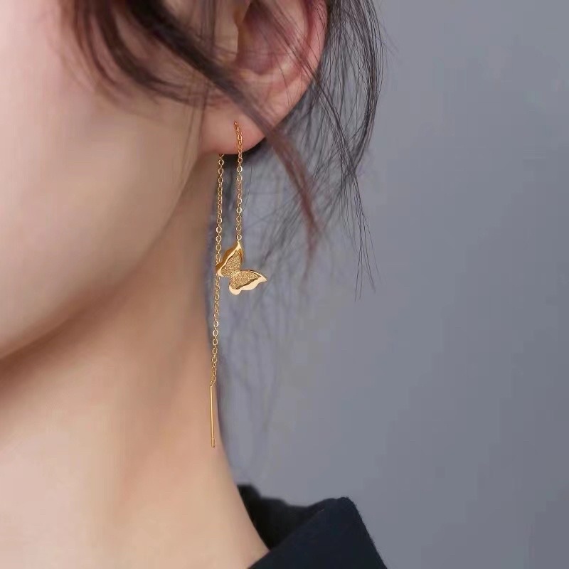 Anting titanium serut kupu kupu gold anti karat