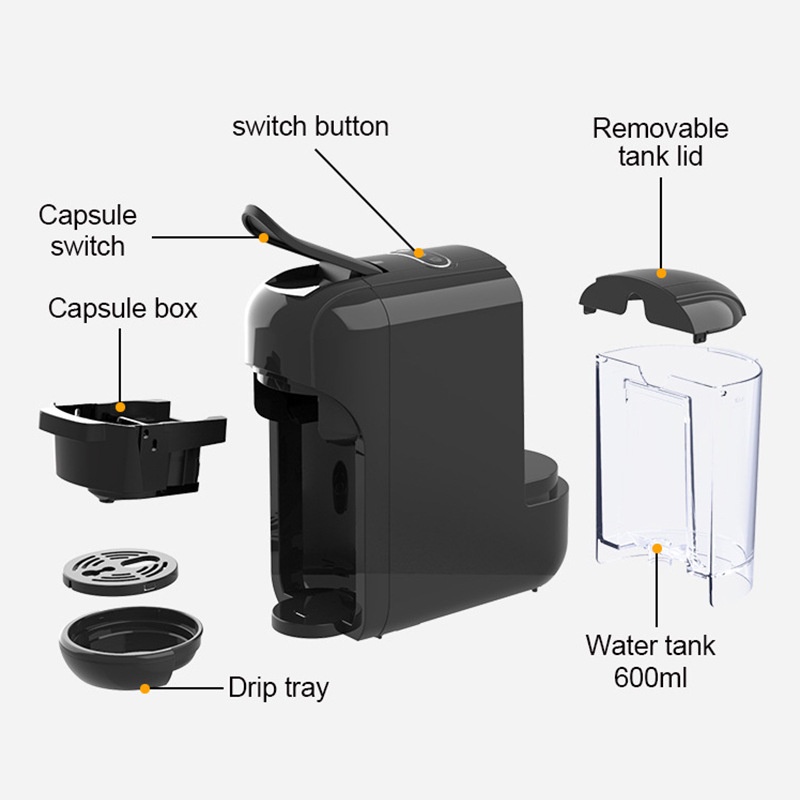 Capsule Coffee Maker 3 in1 bisa kopi bubuk bisa kopi kapsul Ideal untuk Cafe profesional Mesin Kopi 3in1 Capsule Espresso for Nespresso Dolce Espresso Espresso Machine, Pump Pressure Coffee Capsule, Coffee Powder, Dual-Use Coffee Maker Dolce Gusto