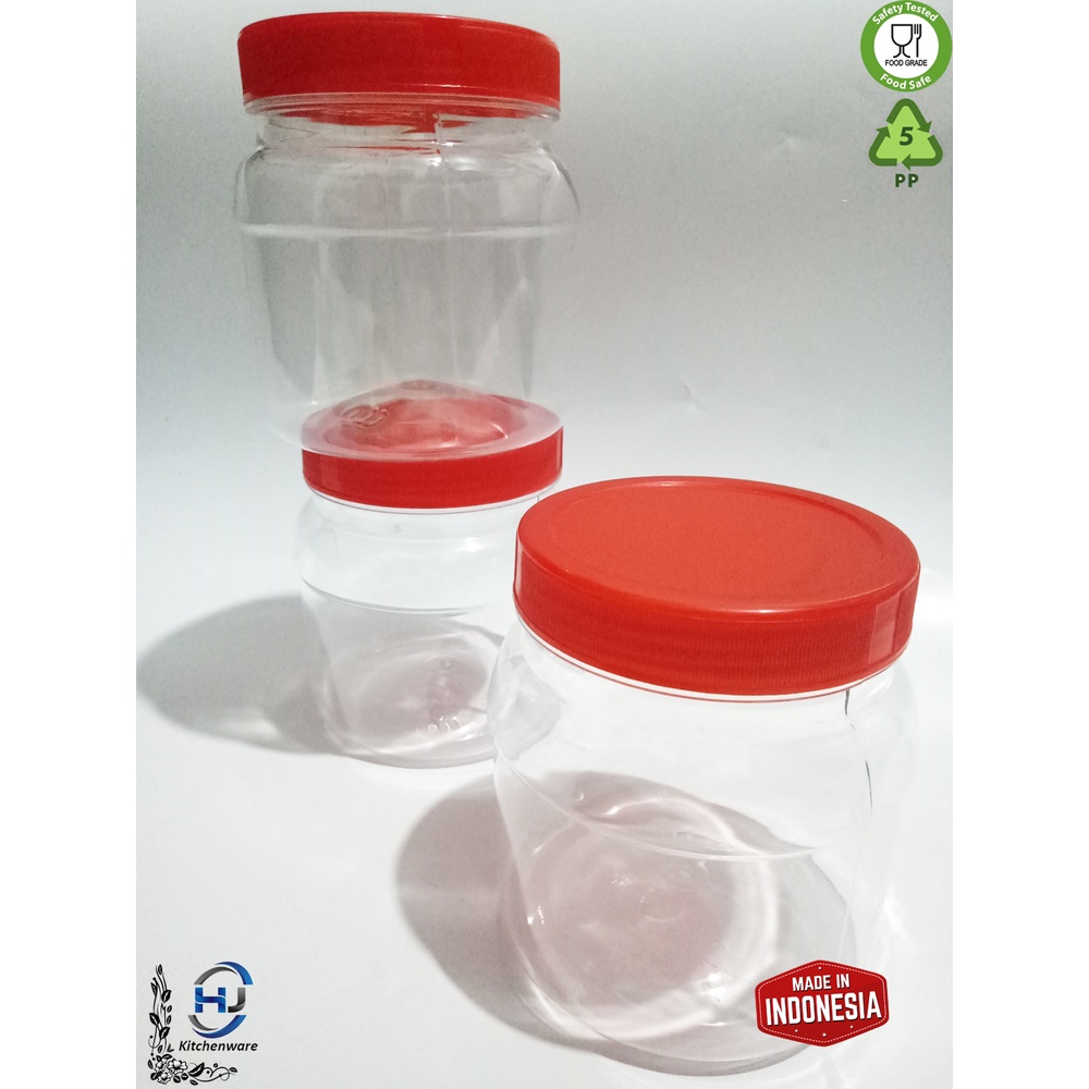 Toples Plastik Pasar Tutup Merah 800 ML / Toples Besar 03 / Bulat / Wadah / Murah