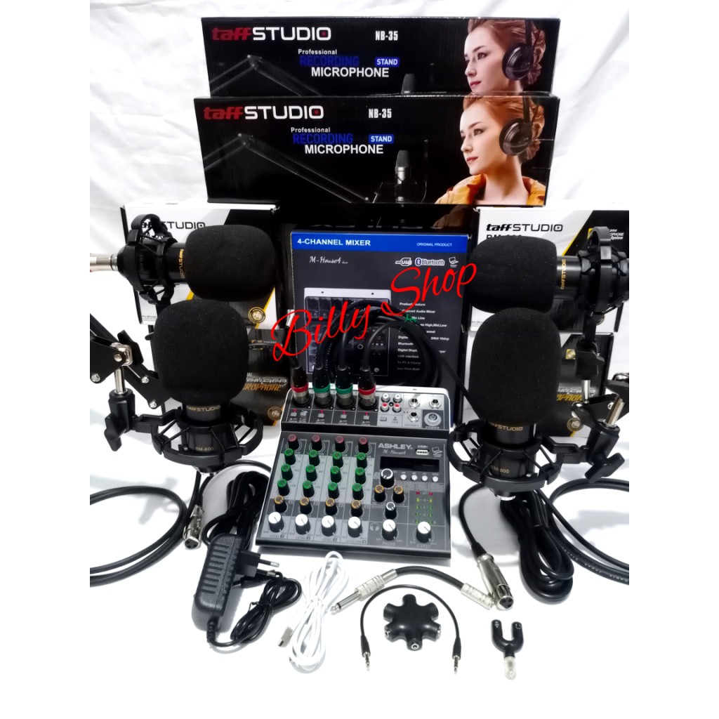 PAKET PODCAST 4 MIC BM 800 MIXER ASHLEY M HOUSE 4 PAKET 4 ORANG