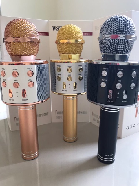 Mic Android ios Smule Portable WS 858 Karaoke Wireless Bluetooth