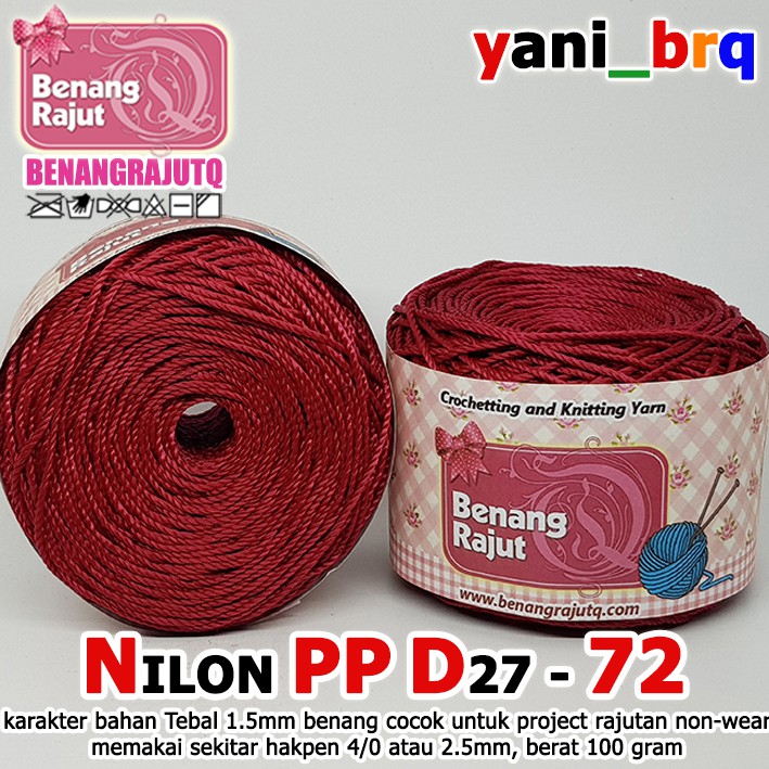 BENANG NILON PP D27 72 MAROON BENANG RAJUT Q