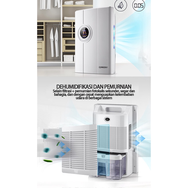 VBELL Dehumidifier, dehumidifier ruang bawah tanah kamar tidur rumah tangga, dehumidifier, dehumidifier senyap, penyerap kelembaban rumah tangga