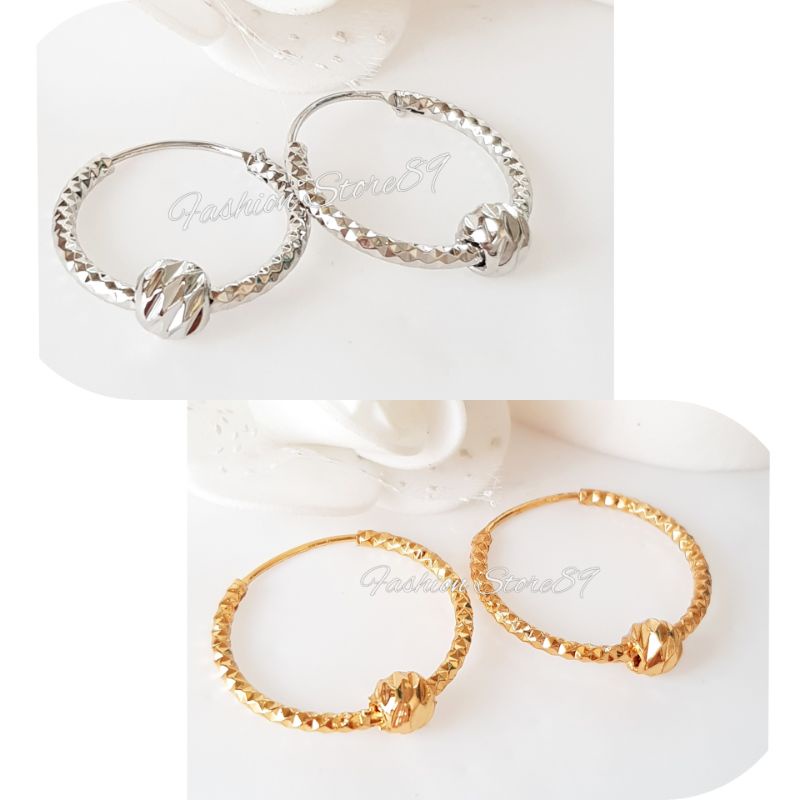 Anting Gipsy bulat Bola Anting dewasa impor Xuping perhiasan lapis emas 18k Fashion