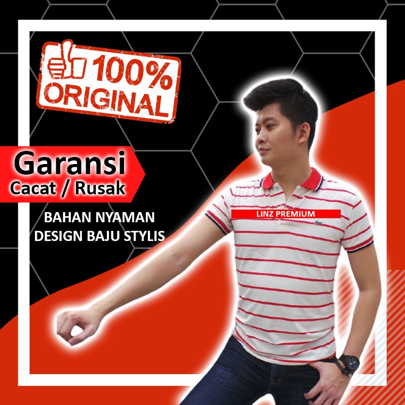KAOS POLO COWOK LACOSTE KERAH ORIGINAL KOREA GARIS DISTRO BANDUNG DESIGN GROSIR XXL PRIA DEWASA A56