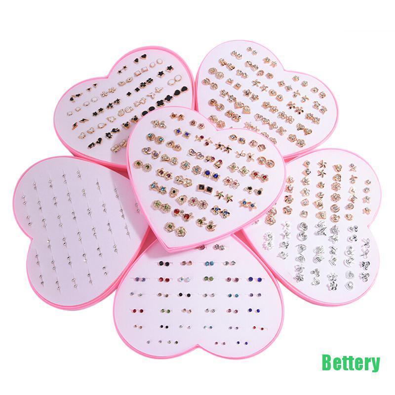 [Bettery] 36 Pairs Fashion Women Girls Crystal Diamante Flower Stud Earrings Jewelry Set CVBH-4