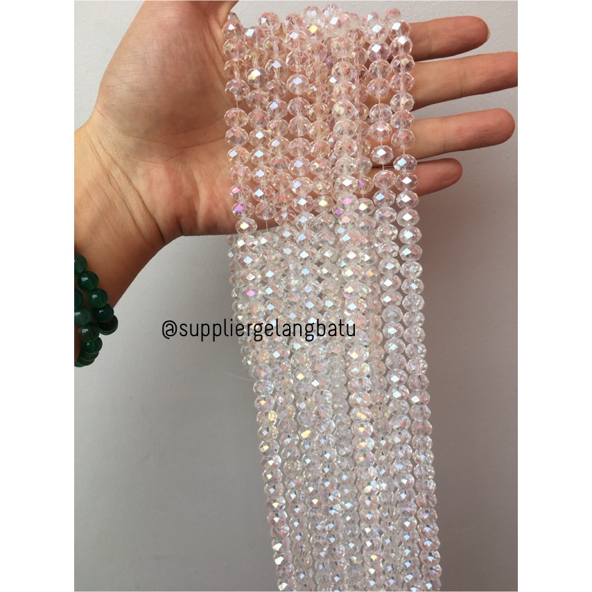 Kristal Ceko kilap 10mm WHITE QUARTZ putih bening rondele bapao payet aksesoris craft diamond bahan