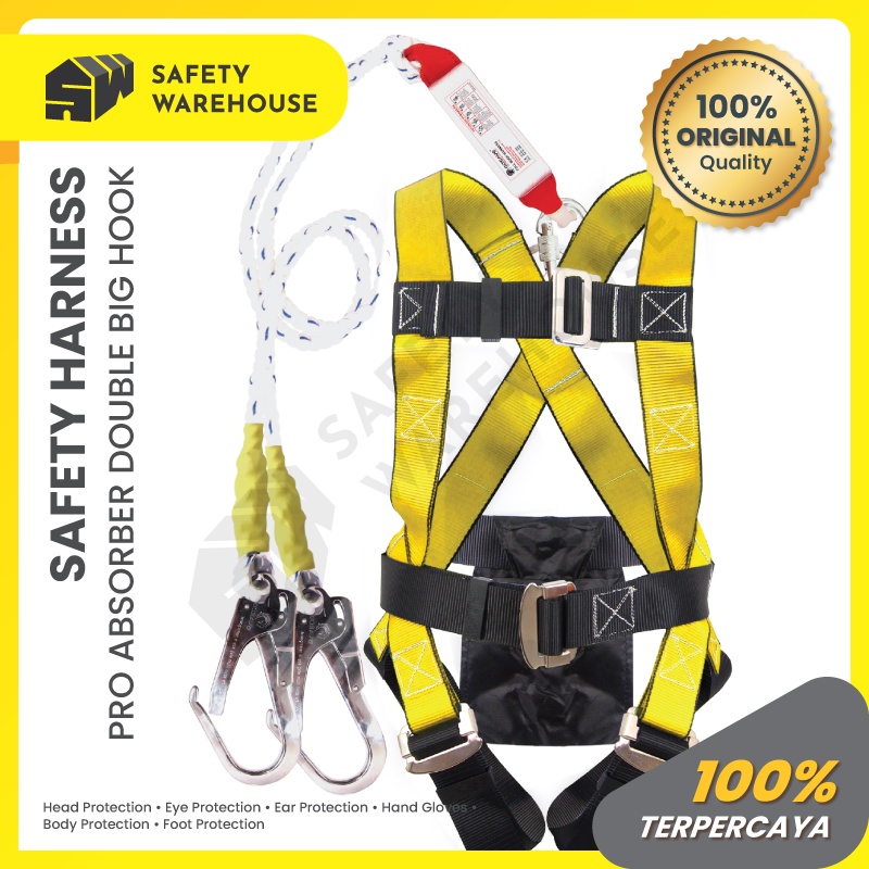 Gosave Safety Harness / Full Body Belt Climbing Pro Double Big Hook Absorber