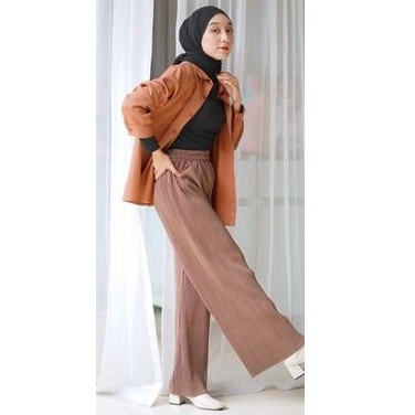 (09) MBL Celana Kulot Plisket Lidi / Span / Pleated Pants Dewasa