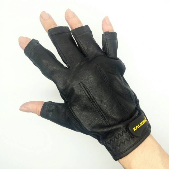 KALIBRE 994013-001 Sarung Tangan Motor Kulit Leather Gloves Glove setengah jari Hitam