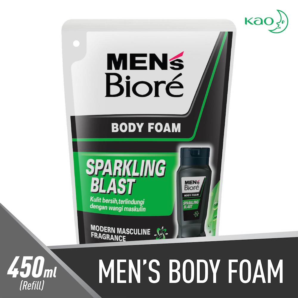 Men'S Biore Body Foam Sparkling Blast Pouch 450mL