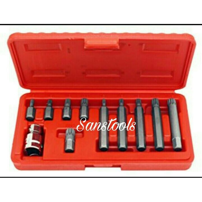 Spline bit socket set 11pcs / mata kunci sock bit segi 12 TAIWAN 1/2"
