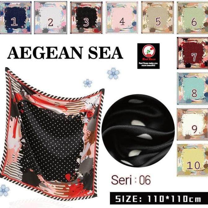 Jilbab Segi Empat Satin Velvet Motif Polkadot Bunga - seri : AEGEAN 06