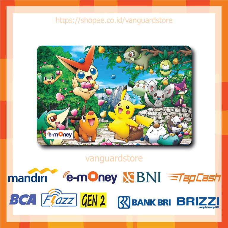 KARTU E MONEY E TOLL POKEMON PIKACHU DAN FRIENDS POKEMON 2 EMONEY MANDIRI FLAZZ TAPCASH BRIZZI