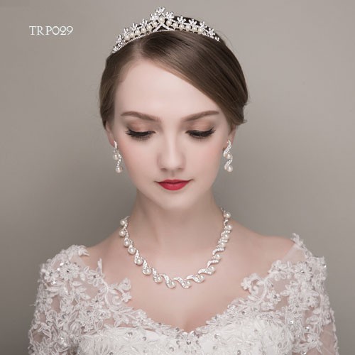 [STOK TERBATAS] TIARA PENGANTIN BRIDAL CROWN WEDDING PESTA MUTIARA PUTIH TRP029