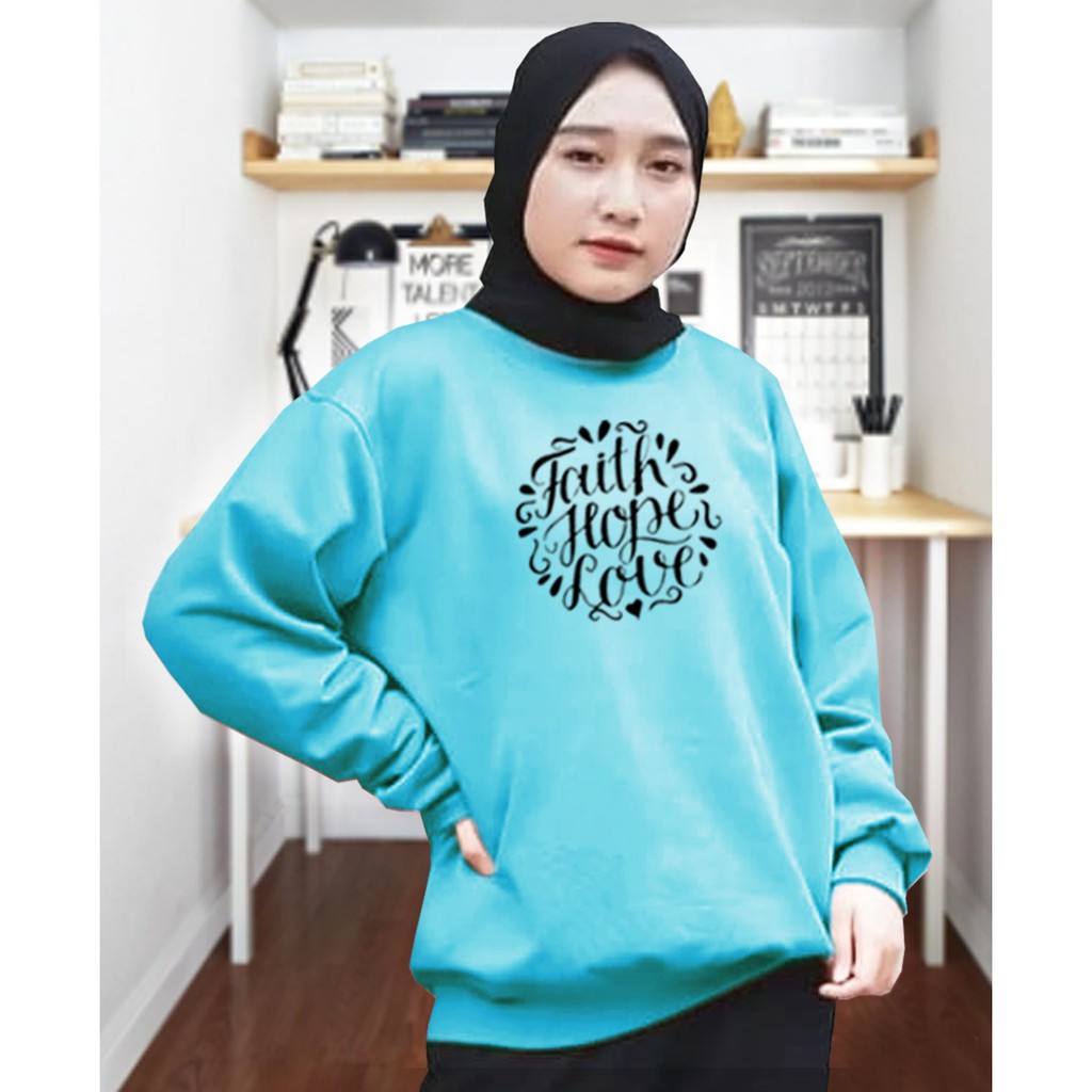 Kaos Lengan Panjang faith bunga / Kaos Sweatshirt / Atasan Wanita / Atasan Wanita Lengan Panjang