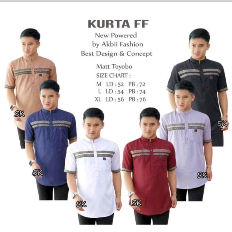 [BISA COD]KOKO KUTRA LENGAN PENDEK|KOKO KURTA MUSLIM PRIA DEWASA|KURTA FF MATERIAL&quot;TOYOBO&quot;SIZE M, L,XL, XXL