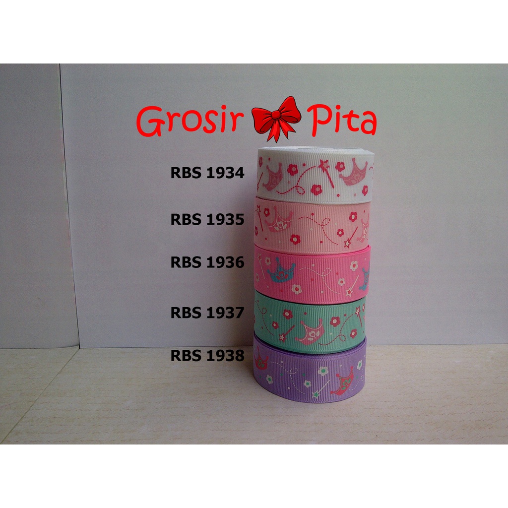 

(25 yard) Pita Grosgrain Motif Crown RBS 1934,1935,1936,1937,1938 | Toko Bahan Craft | Grosir Pita