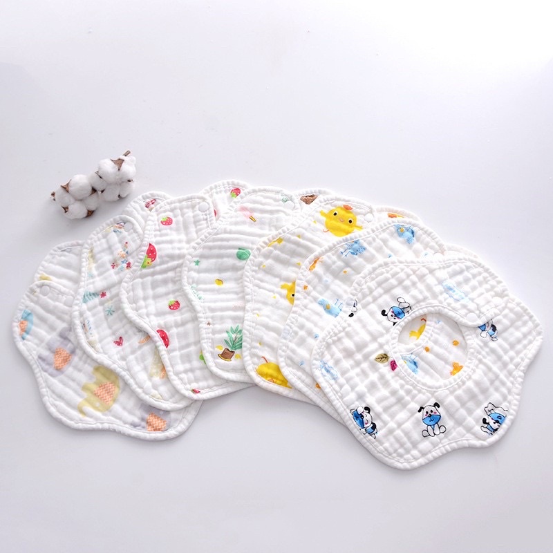 Leleoncare Baby Bibs Cotton Halus Celemek Makan Minum MPASI Bayi Bib Tadah Air Liur Muslin