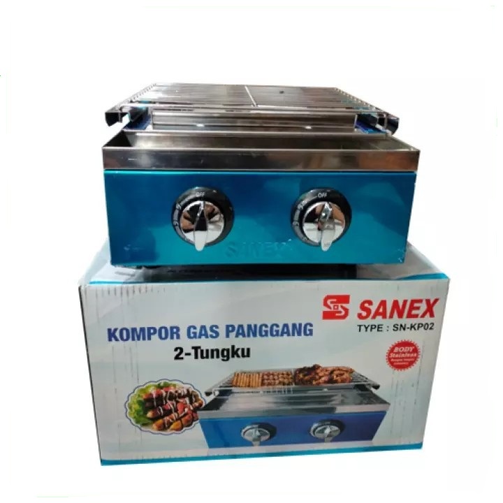 Sanex Kompor Pemanggang SN-KP02 Pemanggang Bakar Sosis 2Tungku Griller