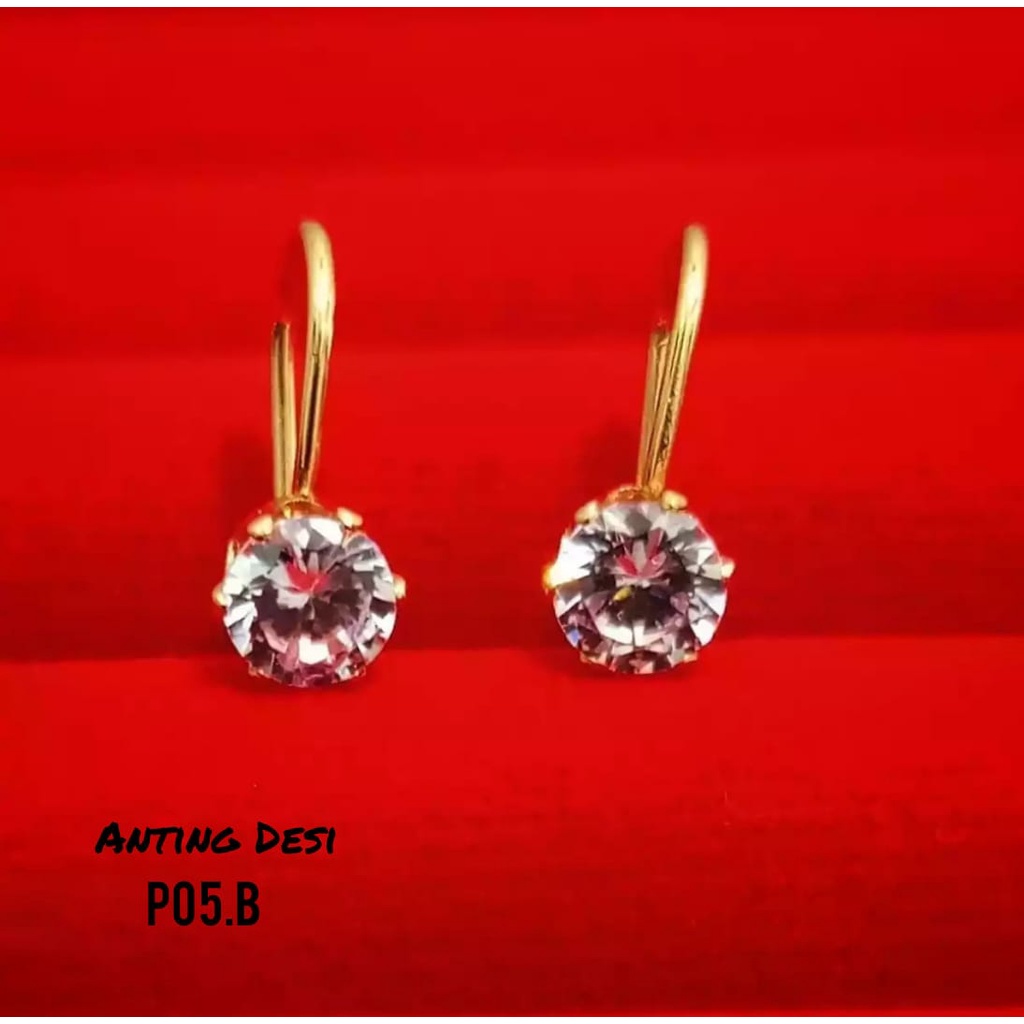 Anting permata zircon menawan perhiasan emas Korea anti karat dan tahan lama