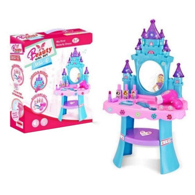 MAINAN ANAK PEREMPUAN CASTLE DRESS UP MEJA RIAS BEAUTY ATAU FASION GIRL SET