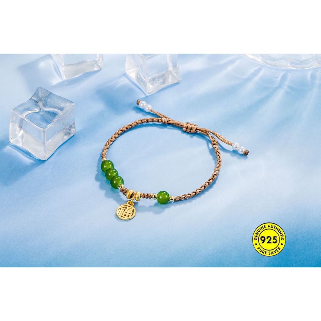 Gelang Tangan Manik-Manik Bulat Warna Emas Untuk Wanita