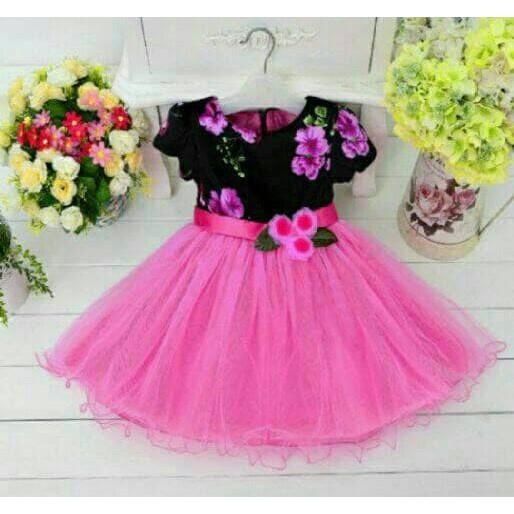 terlaris termurah aop dres anak SYASYA PINK / baju kids perempuan 3 4 5 tahun  pesta ulang tahun sek
