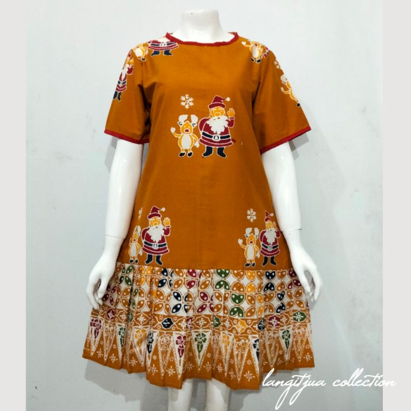 BAJU NATAL KARIN DRESS BATIK MOTIF SANTA