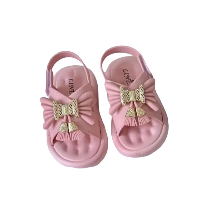 Sendal karet anak velcro tali belakang motif pita cantik empuk.sendal anak perempuan kekinian,sandal anak gunung