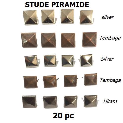 Spike-Stude Piramide Kaki 2 12-14 mm - Aksesori Tas-Sabuk-Jaket Harga/20pc