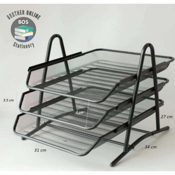 BOS Letter Tray Besi 3 susun/Rak Dokumen /Rak Susun/Laci/Wadah Kertas