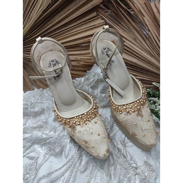 sepatu wanita wedding zarvanes gold 10cm tahu