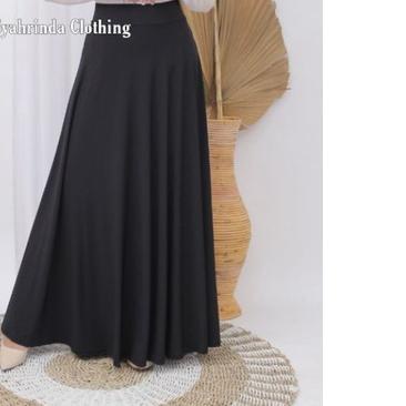 Rok Panjang Payung Polos Lebar Wanita Jersey Premium Import Rok Lebar Hitam Bawahan Wanita