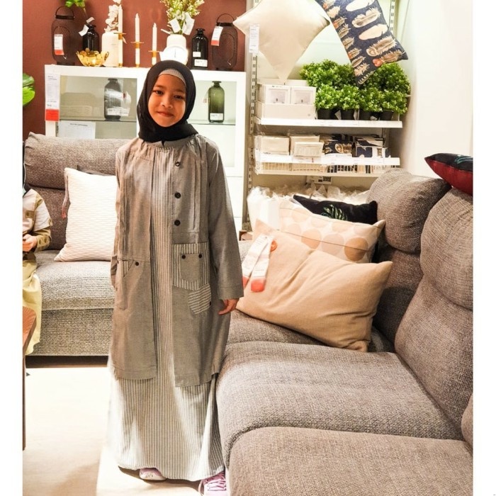 Lunan Go Gamis Couple Ibu Anak Baju Muslim anak Katun LSA 426 Premium - M Hitam