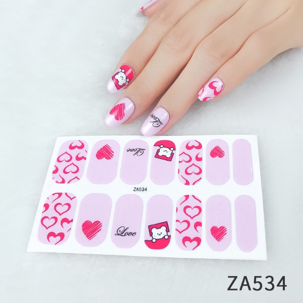 {14 sticker } Stiker Kuku Wanita / Stiker Kuku Murah / Nail Art Sticker / Sticker Kuku Fashion Wanita Murah Anti Air