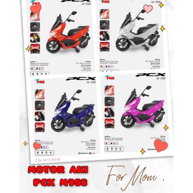 Motor Aki PMB Pcx Honda M988, Mainan Motor Anak Laris Mainan Anak