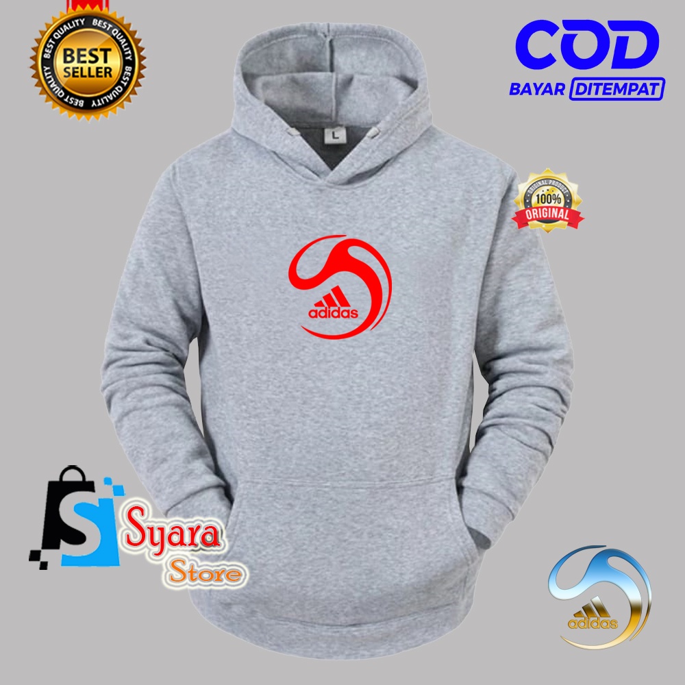 Bisa COD / Hoodie Adidas_Bulat Merah / Jaket Hoodie Distro / Jaket Tebal / Jaket Sweater / Jaket Mus