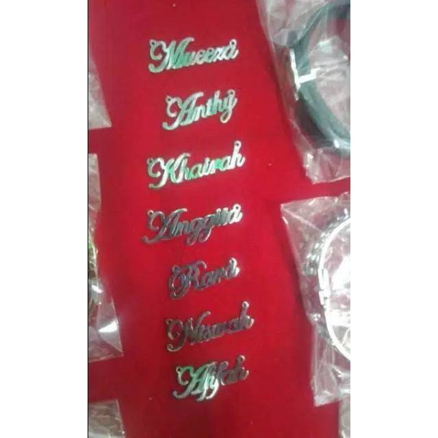 Kalung Besi Putih Asli TERNATE Ukir Nama kalung Biasa CEWE COWO DEWASA dan ANAK