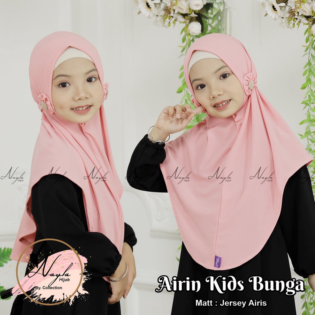 Kerudung Instan Anak Airin Kids Bunga Hijab Instan Tali Jersey Airis Jilbab Instan Anak Nayla Hijab