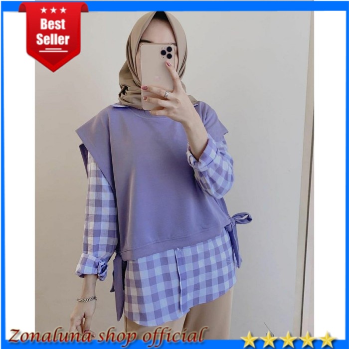 Atasan Blouse Wanita April Blouse 2in1 Atasan Baju Muslim Wanita Remaja Terlaris Blouse Korea