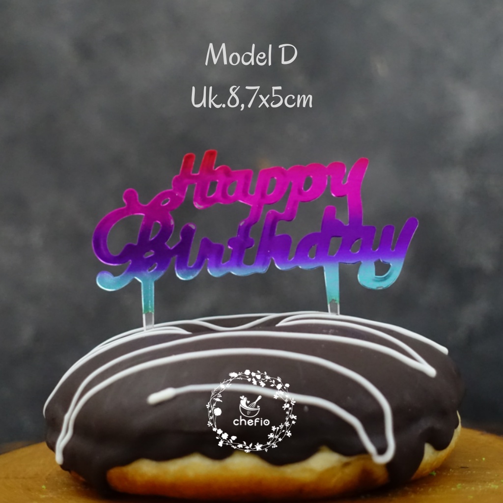 Chefio Cake Topper Happy Birthday Akrilik Mini / Tusukan Dekorasi Cake