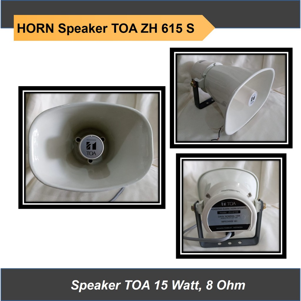 Paging Horn Speaker 15 W TOA ZH 615 S 615S, Sirene 15 Watt siren klakson Mobil Motor Sirine