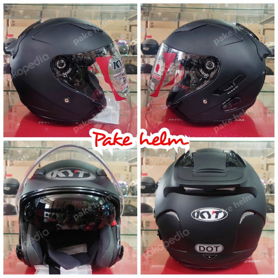 HELM KYT GALAXY HITAM DOF BLACK DOFF HALFFACE HELEM HALF FACE DOUBLE VISOR ORIGINAL 100%