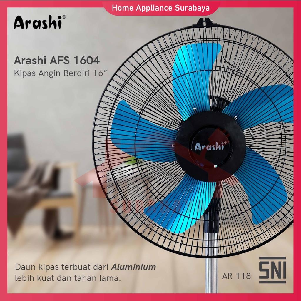 Kipas Angin Berdiri Baling Besi / Industrial Stand Fan Arashi 16 Inch AFS 1604