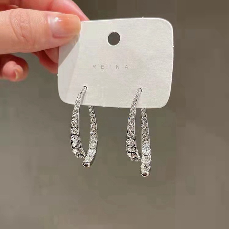 Fancyqube Anting Tusuk Gantung Wanita Desain Salib Lengkung Untuk Hadiah