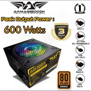 Power Supply Armaggeddon 300FX Voltron Bronze 80+ Max Power 600 Watt Pure power 300Watt PSU Gaming Murah OEM ( No RGB, No BOX ) & Resmi BOX ( RGB & BOX )