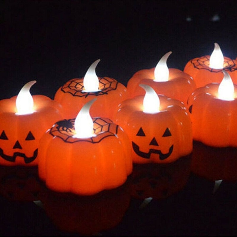 Lampu LED Bentuk Labu Halloween Bahan Plastik Untuk Dekorasi Pesta